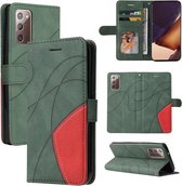 Voor Samsung Galaxy Note20 Dual-color Splicing Horizontale Flip PU Lederen Case met Houder & Kaartsleuven & Portemonnee (Groen)
