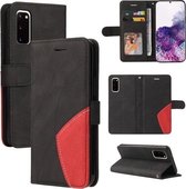 Voor Samsung Galaxy S20 Dual-color Splicing Horizontale Flip PU Lederen Case met Houder & Kaartsleuven & Portemonnee (Zwart)
