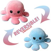 Knuffel Octopus Roze/Blauw  - Mood Knuffel Omkeerbaar - Reversible Octopus - Octopus Knuffel - Emotie Knuffel - Verwisselbaar - Blij en Boos knuffel