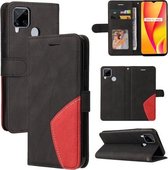 Voor OPPO Realme C15 Dual-color Splicing Horizontale Flip PU Lederen Case met Houder & Kaartsleuven & Portemonnee (Zwart)