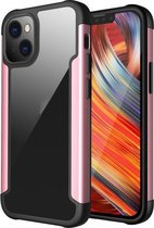 Iron Man-serie metalen pc + TPU-beschermhoes voor iPhone 13 (roségoud)