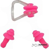 Jumada's Zwemoordoppen met Neusklem - Oordoppen - Unisex - One Size - Roze