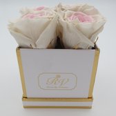 Longlife rozen - flowerbox - roze/witte rozen - echte rozen - giftbox - cadeau voor vrouwen - geschenk