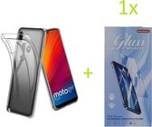 Motorola E6S / E6 Plus Hoesje Transparant TPU Siliconen Soft Case + 1X Tempered Glass Screenprotector