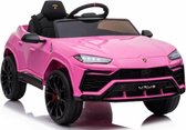 Lamborghini Urus elektrische kinderauto met rubberen banden, leren zitje en Afstandbediening (Roze)