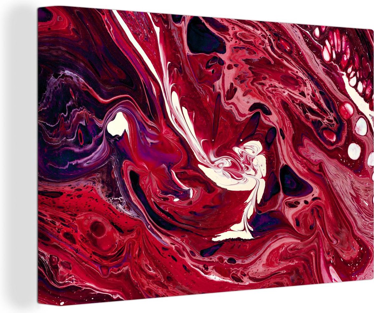 Canvas Schilderij Aquarel - Verf - Roze - Magenta - 30x20 cm - Wanddecoratie