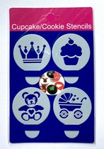 Cupcake cookie stencils Geboorte Beertje 4 stuks