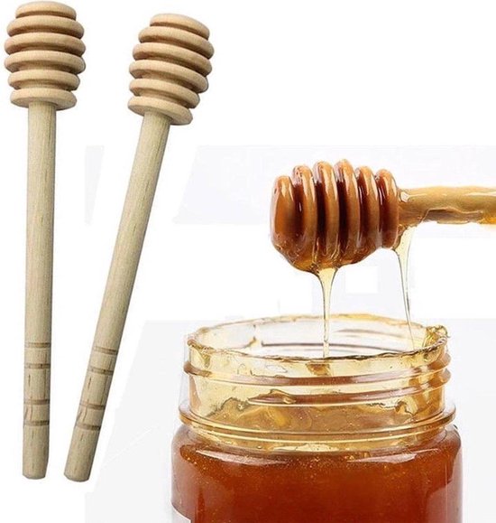 Honing lepel - Dipper - Hout - Honeydripper - Keukengerei - Ontbijt - Hout - 2 stuks - 15.5 cm