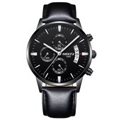 NIBOSI Horloges voor mannen - Luxe Zwart Design - Heren Horloge - Ø42