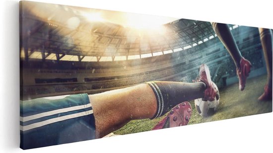 Artaza Toile Peinture Voetbal Glissant Dans Le Stade - 120x40 - Groot - Image Sur Toile - Impression Sur Toile