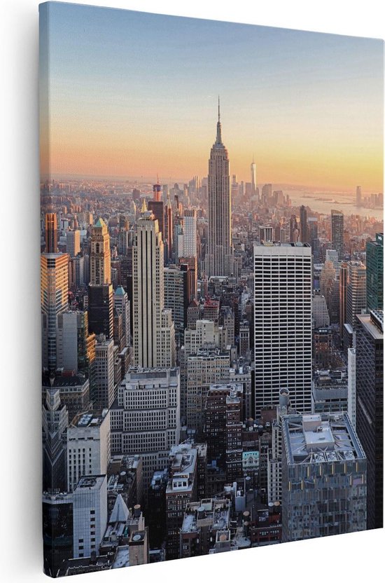 Artaza Canvas Schilderij New York Skyline Met Wolkenkrabbers - 80x100 - Groot - Foto Op Canvas - Canvas Print