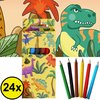 24 STUKS 6-Delige Dinosaurus Kleurpotloodjes