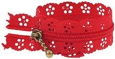 Rits met kant - 20 cm rits - Sierrits - Rood