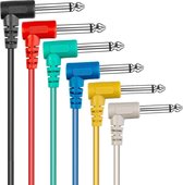 WiseGoods Premium Gitaar Accessoires - Audiokabel - Audio Kabel 6.35 mm Jack - Kabels - Haakse Stekker - Apparaat Snoer - 6 Stuks