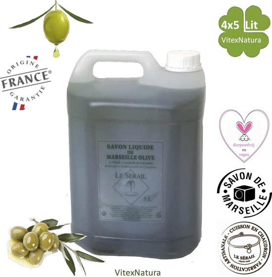 Savon de Marseille 4x5L Savon liquide à l'huile d'olive | La nature à  l'état pur |... | bol.com