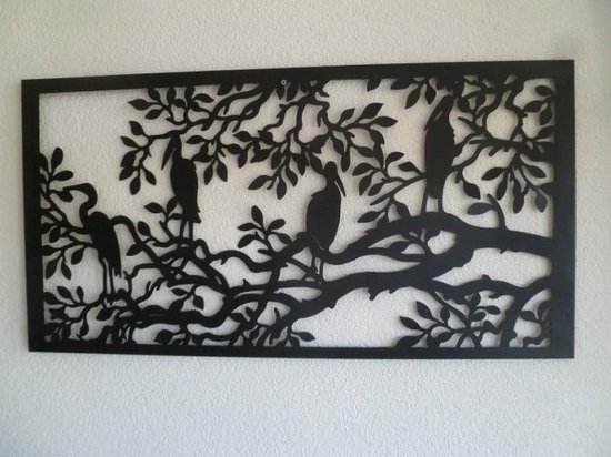 rekenmachine het ergste snelweg Metalen wanddecoratie - 3D vogels en bomen - rechthoek model B - kleur  zwart- IJzeren... | bol.com