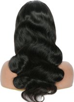 Braziliaanse Remy  pruik 24 inch golf haren 1B kleur -real human hair-Pre geplukt pruiken - menselijke haren- 13x4 lace front wig