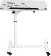 Forcech® Verstelbare Laptoptafel Met Wielen - Laptop Desk - Laptophouder - Mini Bureau - Lapdesk - Naast Bed Of Bank - Notebook Tafel - Wieltjes - MDF & Staal - Wit