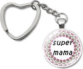 Sleutelhanger voor moeder - Super Mama - Moeder Kado - Cadeau - Liefste mama geschenk - Cadeautje voor moeder - Gratis Verzonden