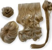 SCHATKIST! 4x clip in hair extensions &ponytail paardenstaart &2x hairbun haarstuk