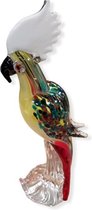 Glassculptuur papegaai 34cmH