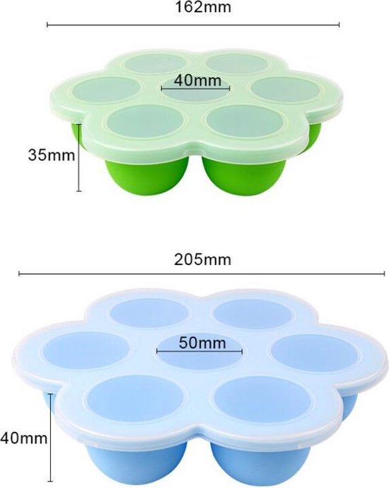 Vlecexs Moule Silicone Purée Bébé Avec Couvercle Hermétique - 4 Plateaux Congélation Aliments
