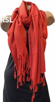 Dames  lange effen kleur sjaal rood 185/75cm