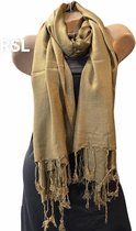 Sjaal lang effen kleur legergroen 185/75cm