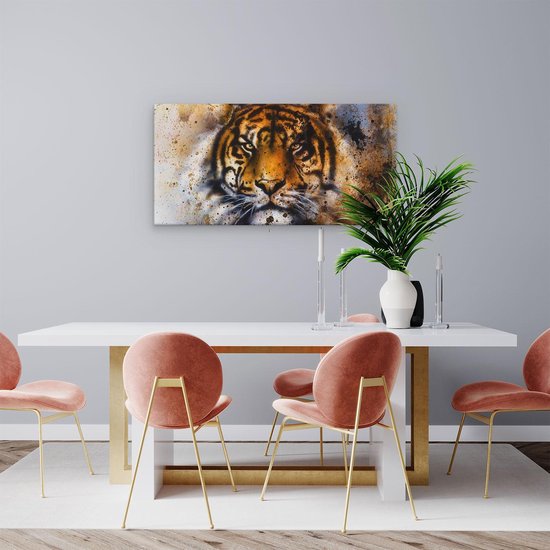 Artaza - Peinture sur toile - Tigre peint - Abstrait - 100 x 50 - Groot - Photo sur toile - Impression sur toile