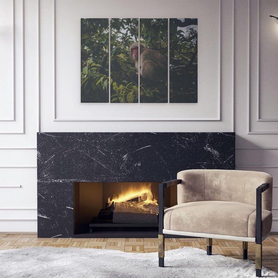 Artaza Peinture sur Toile Quadriptyque Singe Dans L'arbre Parmi Les Feuilles - 80x60 - Photo sur Toile - Impression sur Toile