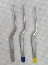 Belux Surgical / Lucae anatomische pincet bajonet shape 14cm  rvs Met Kleurcodering