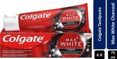 Colgate Max White Tandpasta Charcoal - 6 x 75 ml - Voordeelpakking