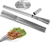 50 stuks BBQ spiezen - Incl. Koker - 40 cm lang - Vlees Spiezen - Barbecue spiesen - 40 cm - RVS - Shashlick - Saté pinnen