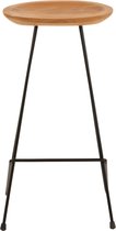 J-Line Barstoel Teak Hout/Ijzer Naturel Set van 2 stuks
