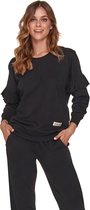 Doctor Nap Dames Pyjama Lange Mouw Lange Broek Winter Frullen Zwart PM.4351 XXL