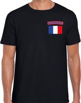 France t-shirt met vlag zwart op borst voor heren - Frankrijk landen shirt - supporter kleding L