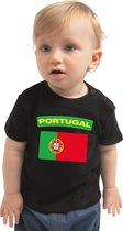 Portugal baby shirt met vlag zwart jongens en meisjes - Kraamcadeau - Babykleding - Portugal landen t-shirt 68 (3-6 maanden)