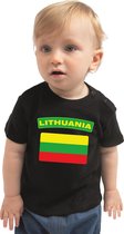 Lithuania baby shirt met vlag zwart jongens en meisjes - Kraamcadeau - Babykleding - Litouwen landen t-shirt 80 (7-12 maanden)