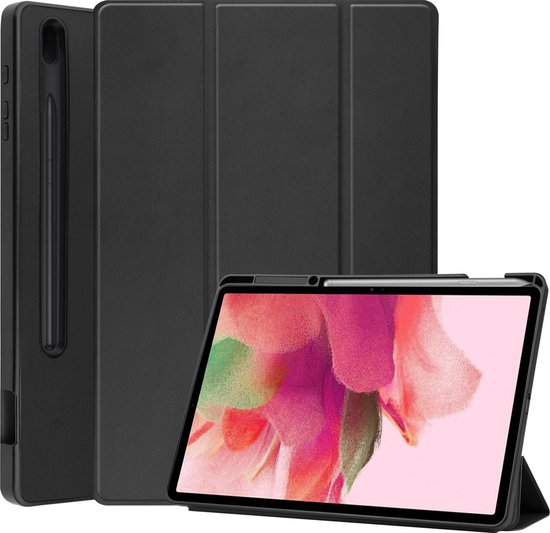 Samsung Galaxy Tab S7 FE cas 12.4 pouces boîtier Zwart - Samsung Galaxy Tab S7 FE Couverture Hardcover Bookcase cas prédécoupées S Pen - Zwart