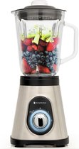KitchenBrothers Smoothie Blender - 1.5 Liter - Glazen Kan - 3 Standen - 700W - RVS/Zwart