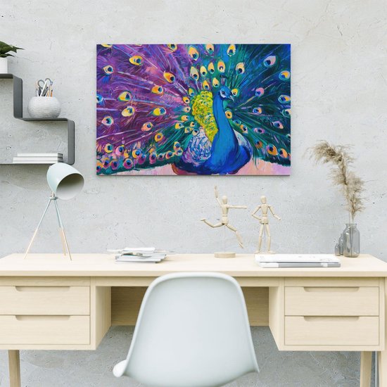 Artaza - Peinture Sur Toile - Paon Aux Ressorts De L'huile - Abstrait - 60x40 - Photo Sur Toile - Impression Sur Toile