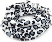 Colsjaal warme dames sjaal wintersjaal ronde sjaal panterprint dierenprint wit