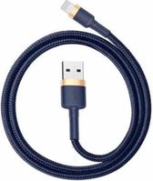 Baseus 2m Apple Lightning Naar USB iPhone Oplaad Kabel Lightning - Iphone 12 / 12 PRO / 12 PRO MAX / 11/ 11 PRO (MAX) / XS / XR/ X / iPhone 8 / 8 Plus/ iPhone SE/ 6 / 5 / 5SE - premium kwaliteit - Oplaadkabel - (Goud+Donkerblauw) CALKLF-CV3