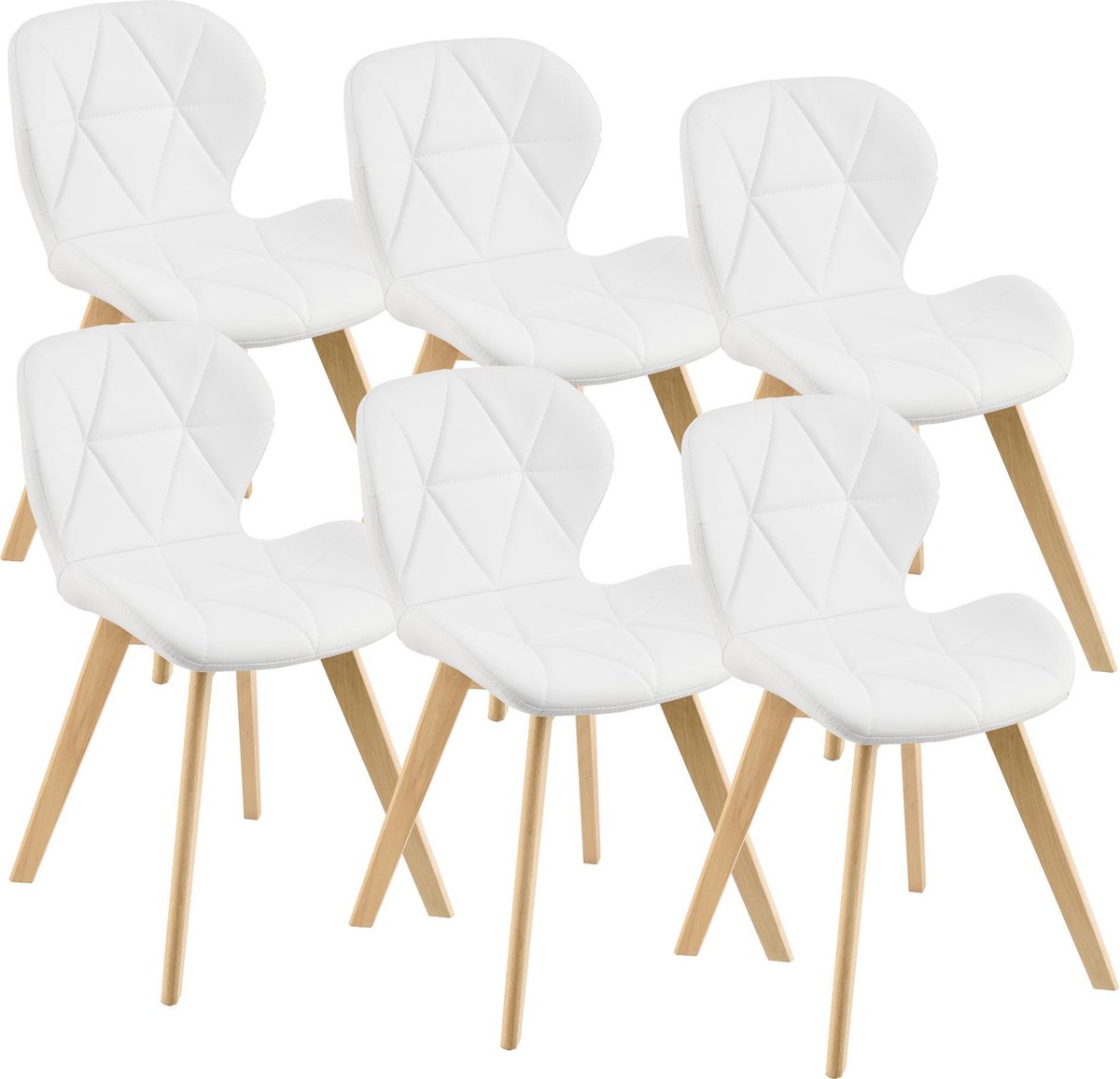 en.casa Eetkamerstoel Almhult 81x57x49 cm set van 6 wit