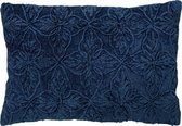 Dutch Decor AMAR - Kussenhoes 40x60 cm - 100% katoen - bloemen design - Insignia Blue - donkerblauw - met rits