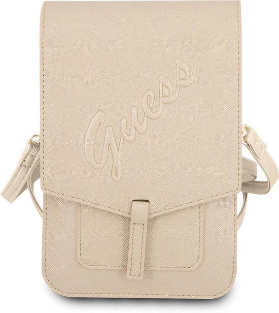 Guess 7 pouces Phone Bag - Portefeuille - Or - Cuir Saffiano