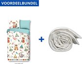 Dekbedovertrek voor Kinderen - Eenpersoons - 140x200/220cm - Inclusief 1 Kussensloop - 100% Versterkt Katoen - Boho + Wasbaar Microfiber Dekbed - 140x200cm - Wit