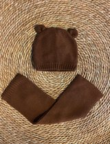 Sarlini muts + sjaal bruin 0-6 maanden