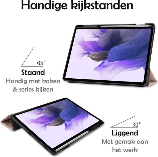 Samsung Tab S7 FE Case Luxe Case Book Case With Cutout S Pen - Samsung Galaxy Tab S7 FE 12,4 pouces - Or Rose