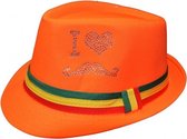 hoed met steentjes oranje unisex